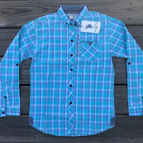 US Polo Assn Toddler Boys Plaid White Yellow /& Black Shirt